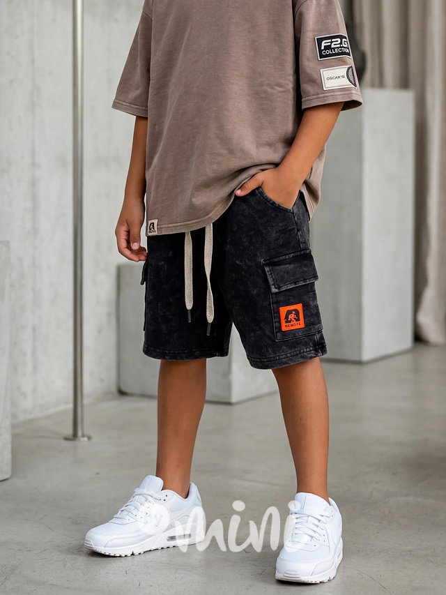 Soft denim baggy kapsáčové kraťasy dark