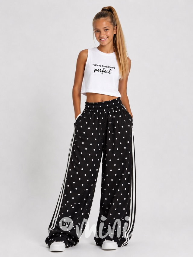 Puntíkaté premium lounge teen pants BLACK