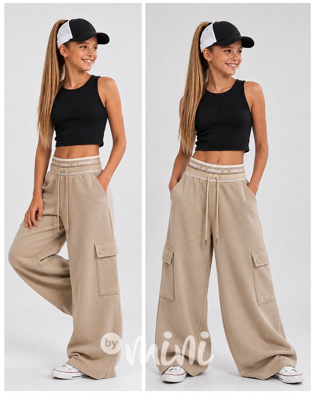 Cargo lounge široké tepláky beige