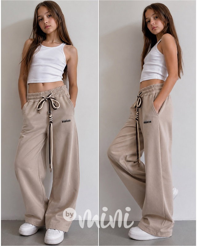 PREMIUM široké kalhoty MIA beige