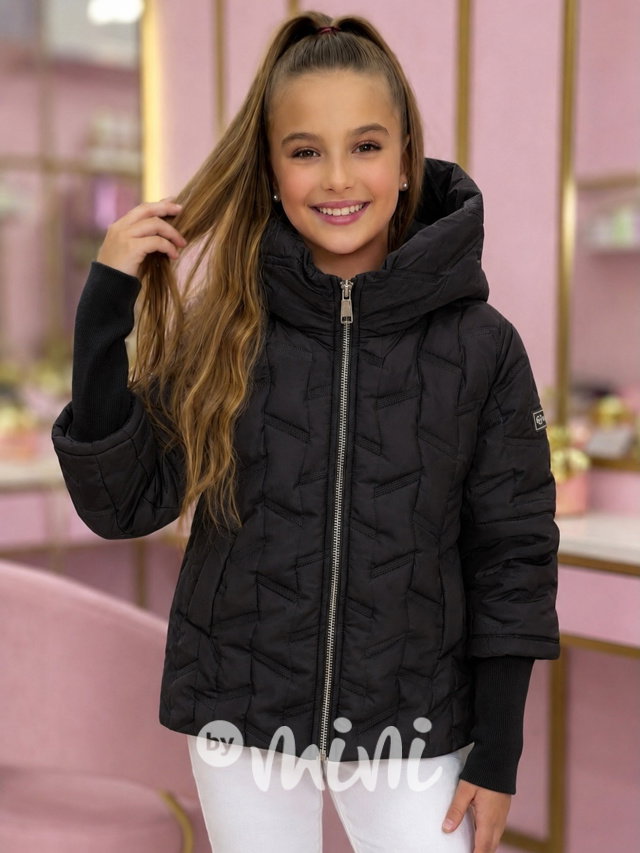 PREMIUM podzimní bunda s dlouhými náplety BLACK