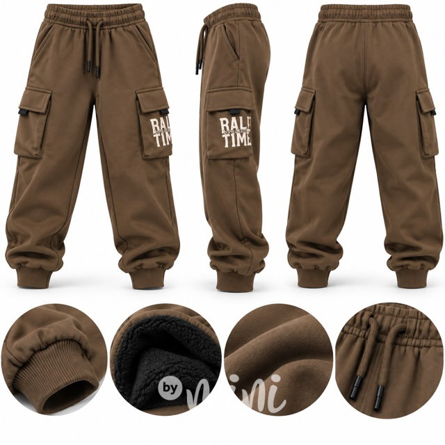 THERMO bavlněné cargo tepláky MOCHA