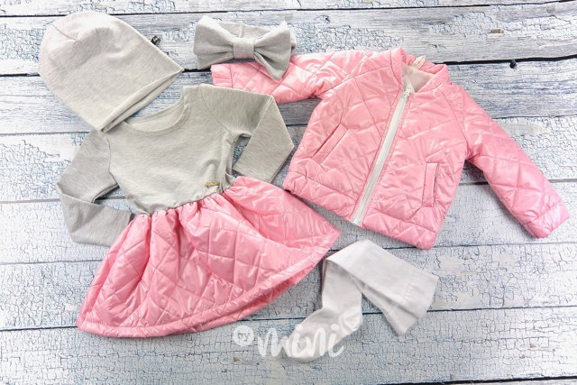 Grey/Pink prošívané šaty