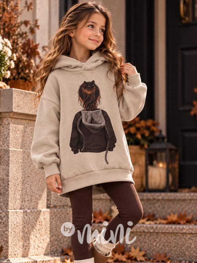Podzimní mikinová hoodie tunika GIRL béžová