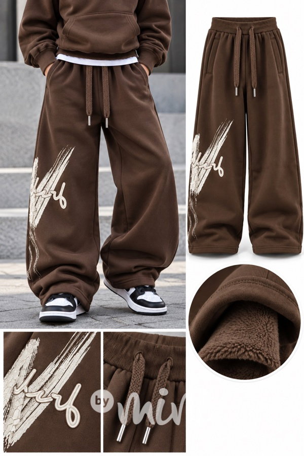 Super thermo široké tepláky brown