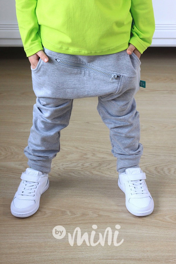 Šedé baggy tepláčky se zipem