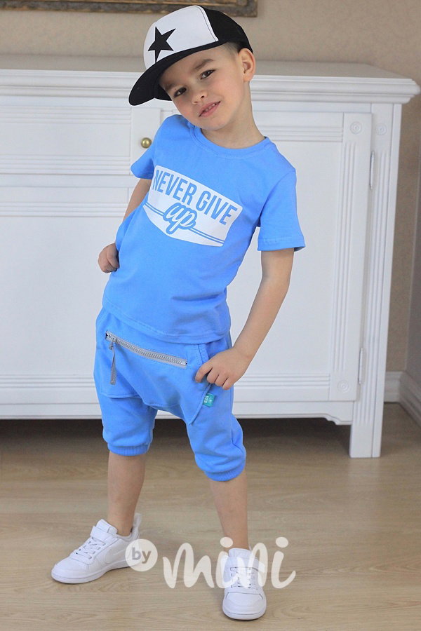 Sky blue baggy shorts zip