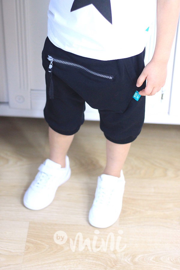 Black baggy shorts zip