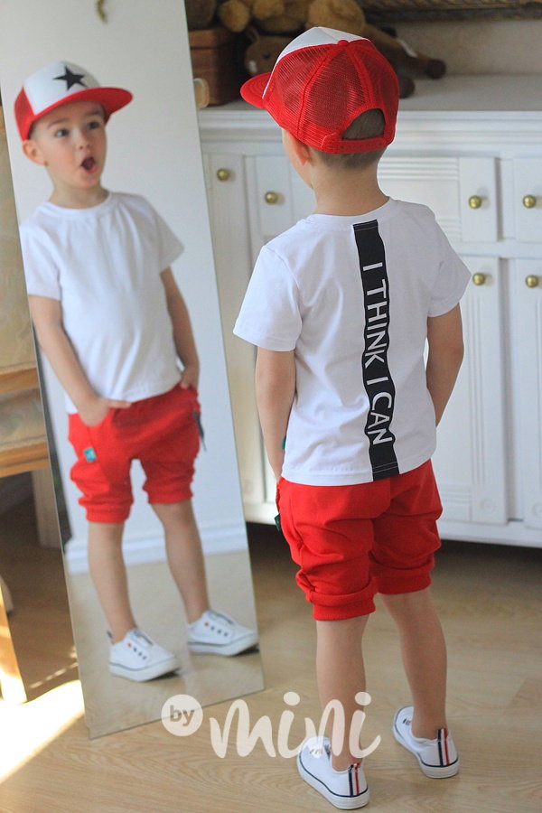 Red baggy shorts zip