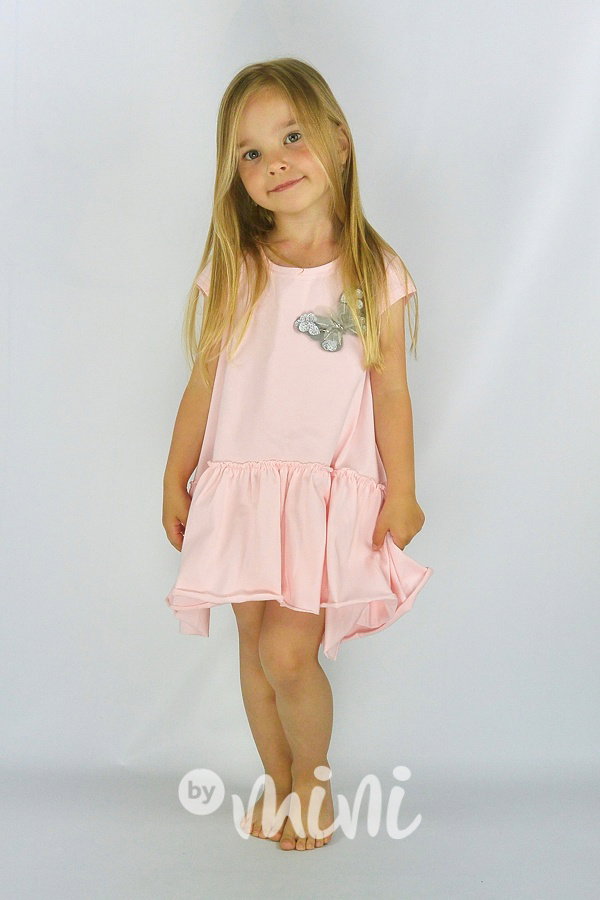 Baby pink comfy šaty butterfly