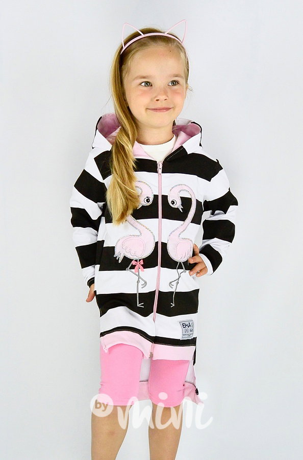 Pruhovaná Flamingo long mikina