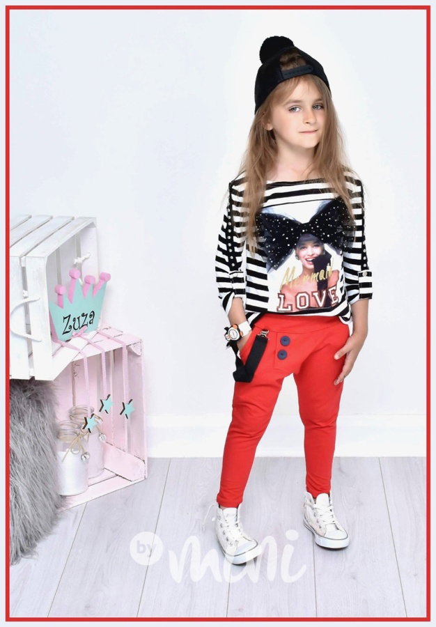 Red baggy kalhoty s laclem