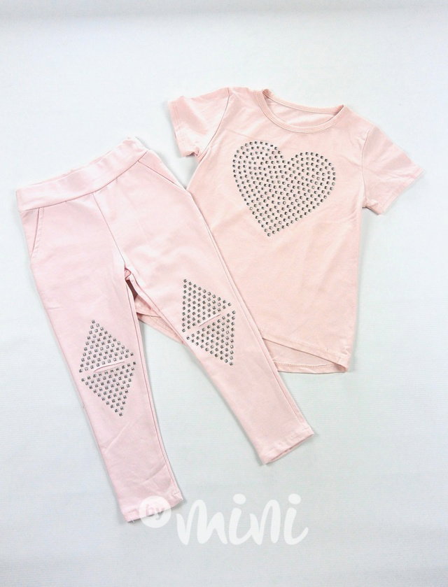 Silver heart komplet Pink