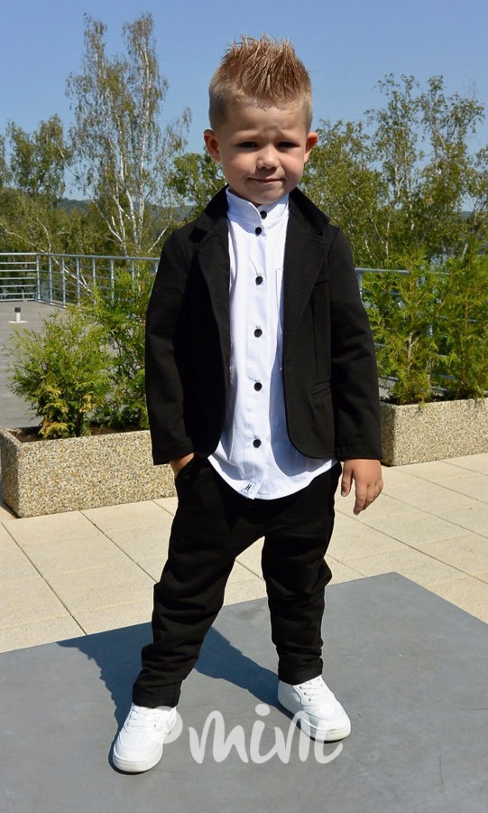 Elegantní černé kalhoty s knoflíčky