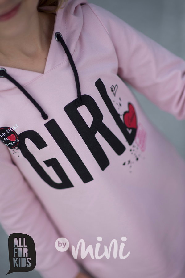 GIRL hoodie dress pink