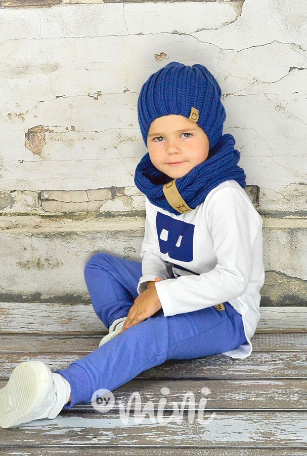 Vlněná houmleska s nákrčníkem modrá