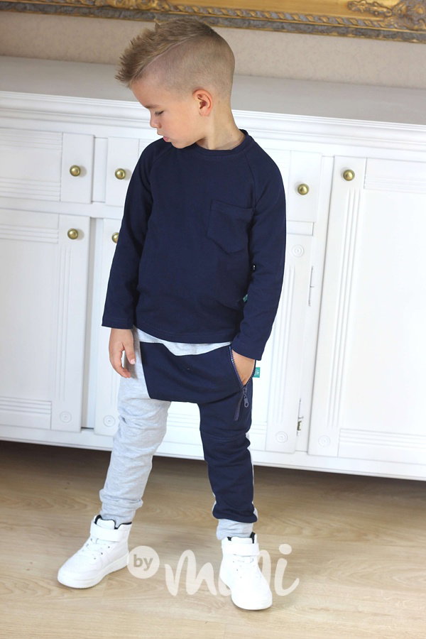 Grey/Blue baggy tepláčky se zipem
