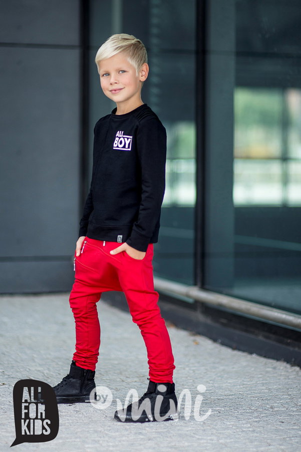 Červené baggy tepláčky se zipy