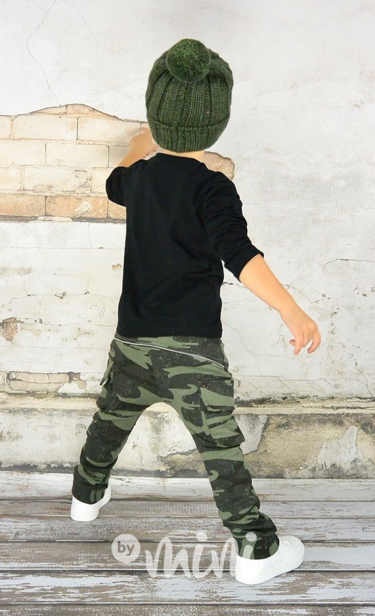 Zateplené khaki army baggy kapsáče zip