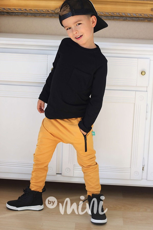 Mustard baggy tepláčky se zipem