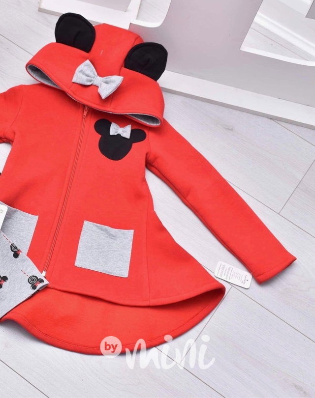 Minnie vyteplená mikina červená