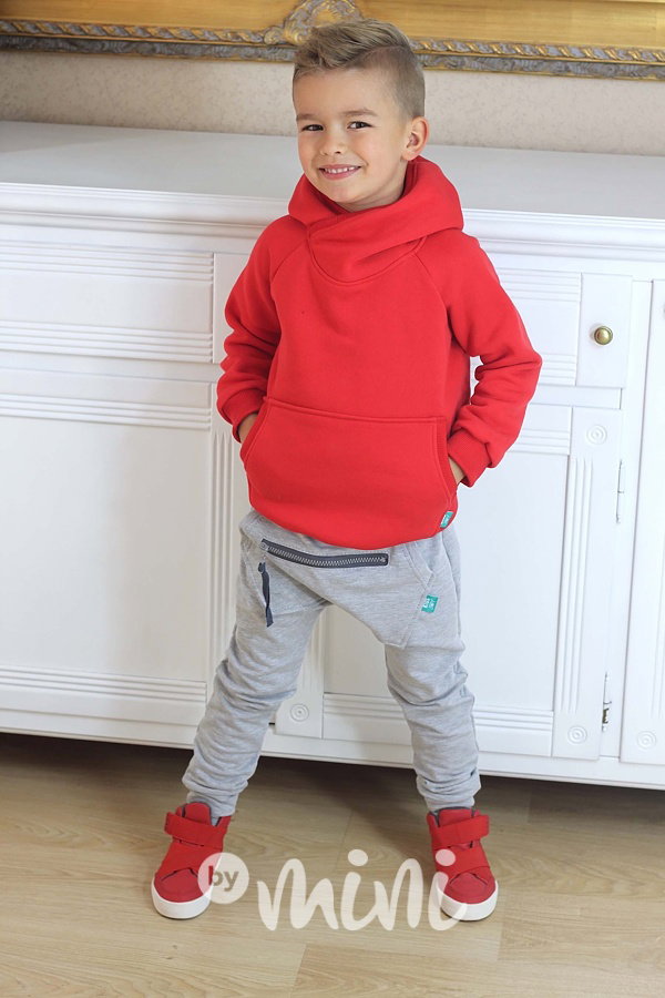 Šedé vyteplené baggy tepláčky se zipem