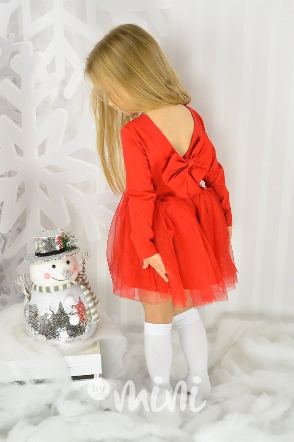 Ballerina červené šaty s maxi mašlí