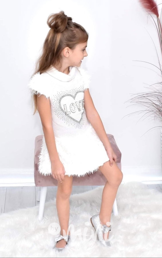 LOVE zimní šaty cream white