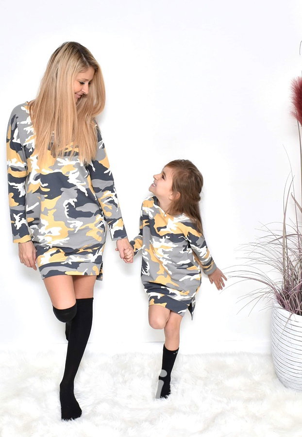 Šaty matka a dcera army vzor