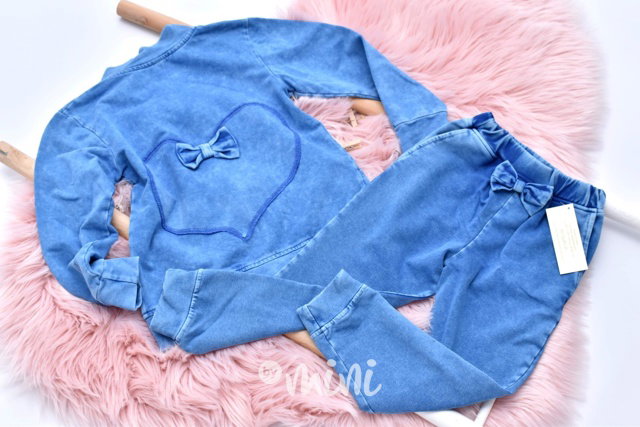 Acid wash jeans souprava modrá
