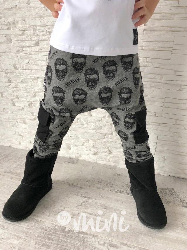 Hipster šedé teplé baggy tepláčky