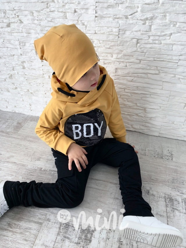 BOY mustard mikina s flitry