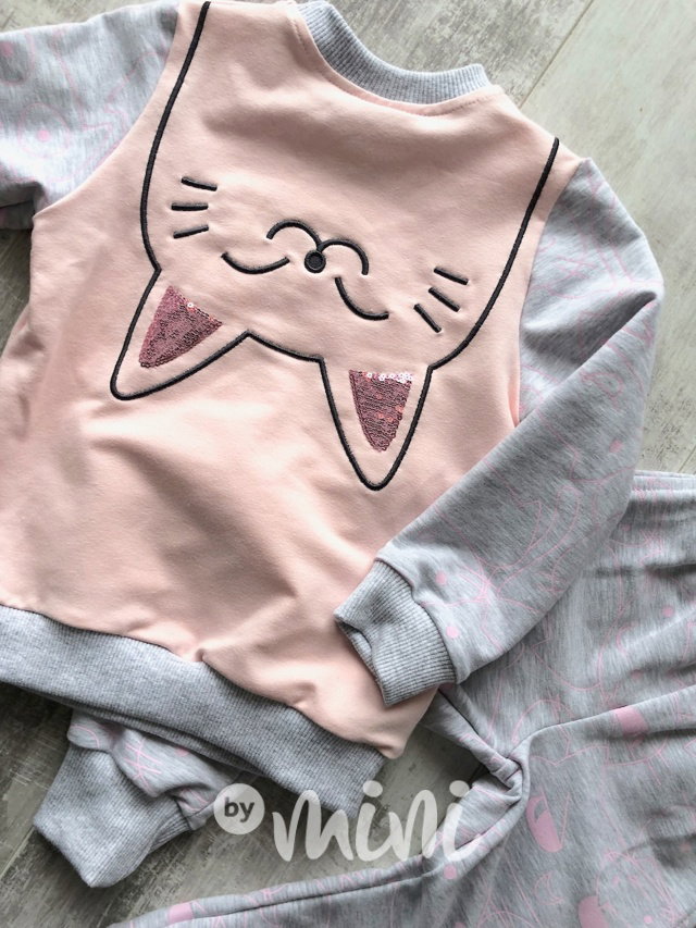 Teplákovka cat šedá s flitry