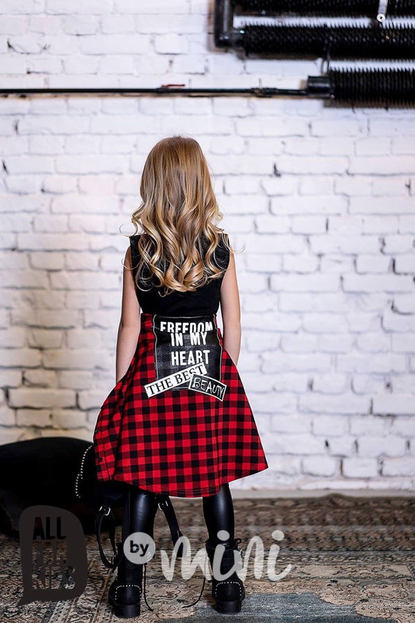 Karo dívčí košile červená