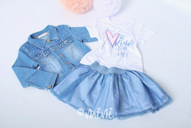 Jeans 3ks komplet pearls white