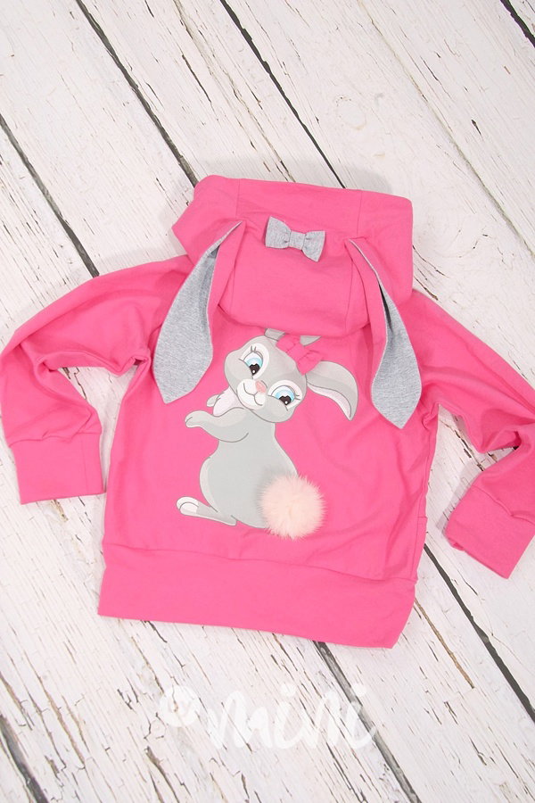 Bunny mikina s ouškama růžová