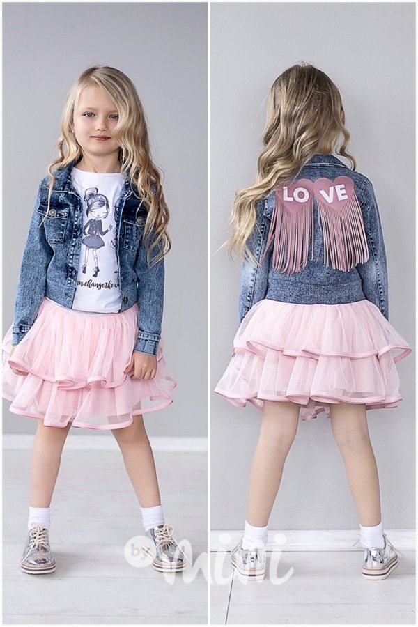 Jeans bundička dětská pink love