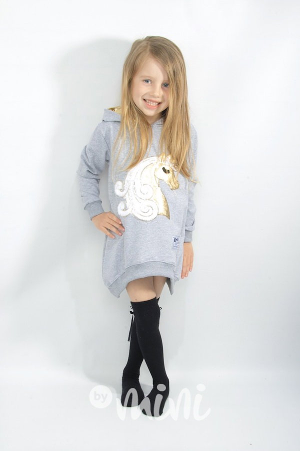 Unicorn gold asymetrická mikina šedá