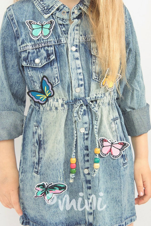 Dívčí Jeans parka motýlci