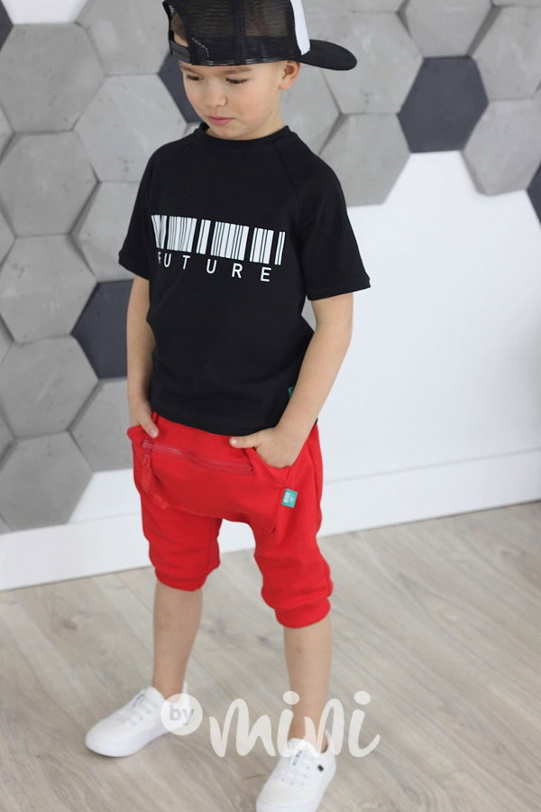 Red baggy shorts zip