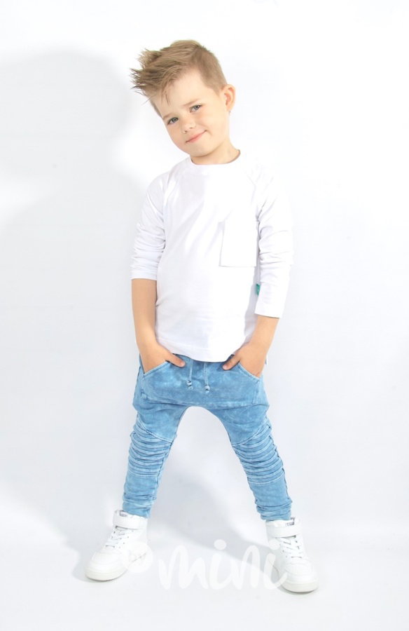 Acid wash biker pants modré