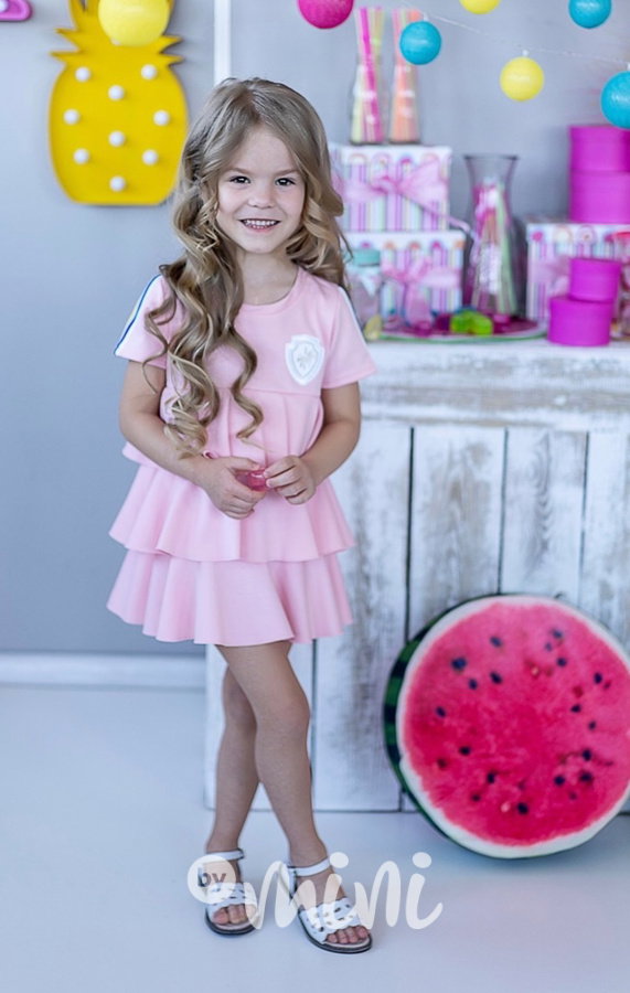 Baby pink extra volánkové šaty