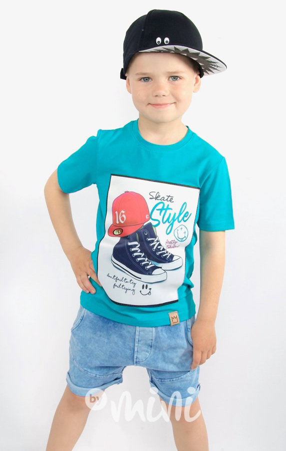 Denim acid wash chlapecké kraťasy blue
