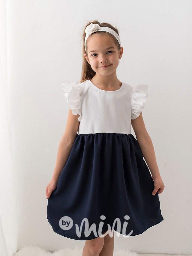 Boho romantic dívčí šaty school blue