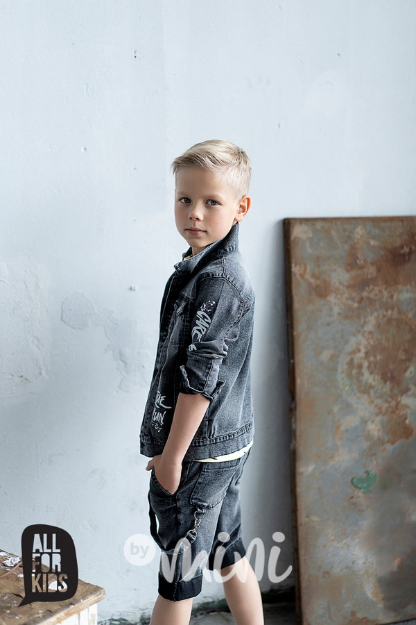 Jeans grafit kraťasy s laclem