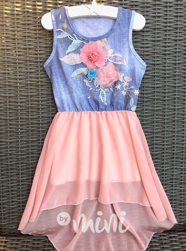 Dívčí letní Blossom jeans/pink šaty