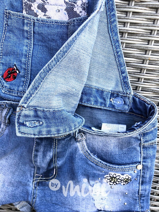 Zdobené jeans lacláče/kraťasy