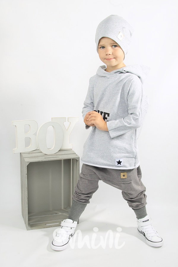 Fashion dětské baggy STAR s dlouhým nápletem šedé