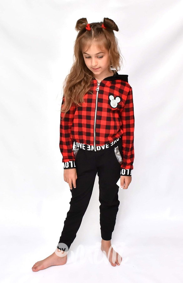 Red karo Mickey mikina
