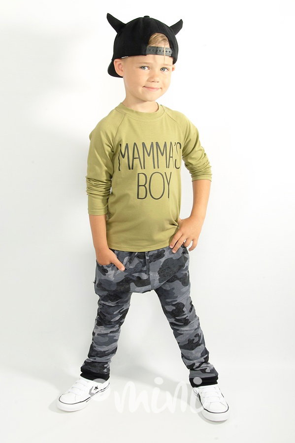 Chlapecké triko s dlouhým rukávem + army chlapecké baggy - dětský set oblečení